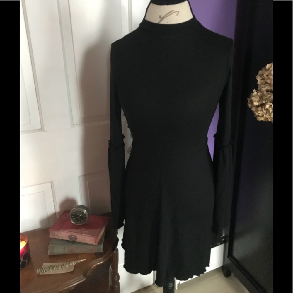 Black bell sleeve dress